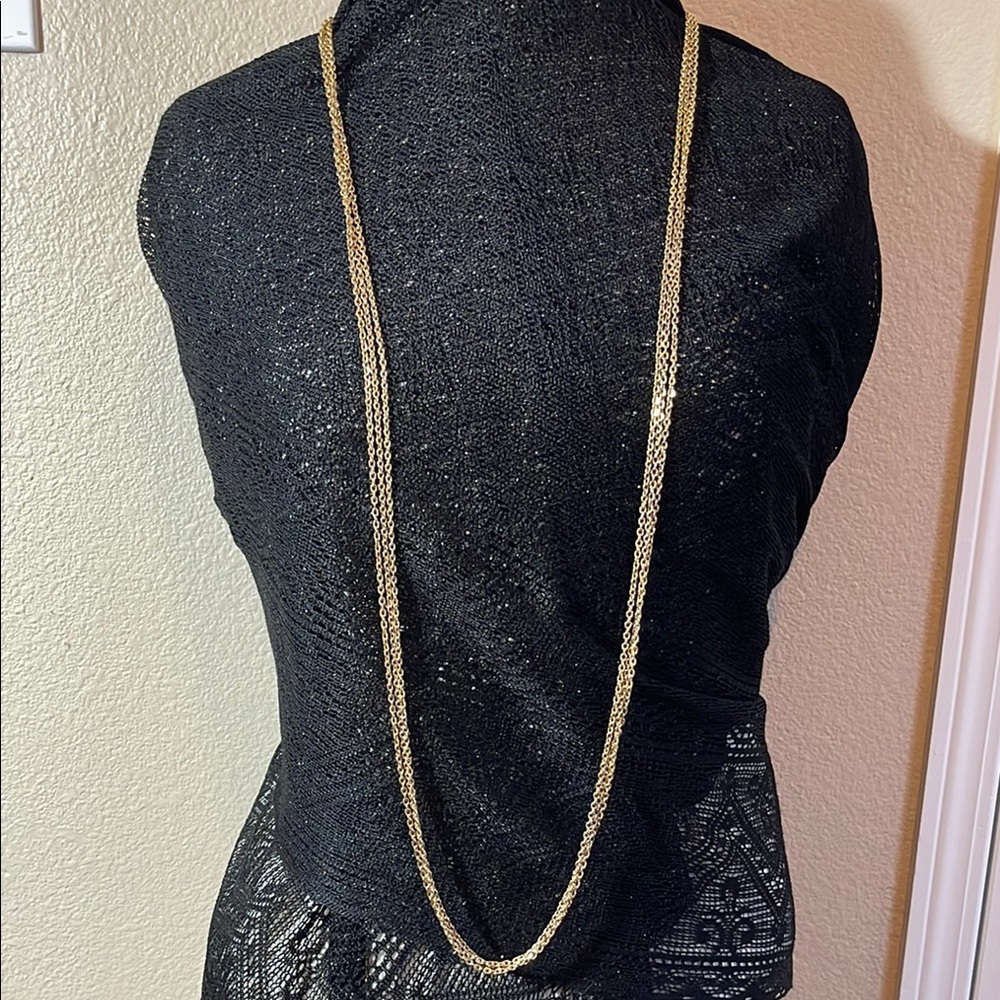 Women’s vintage long Gold Layered Necklace c33 - Picture 3 of 5